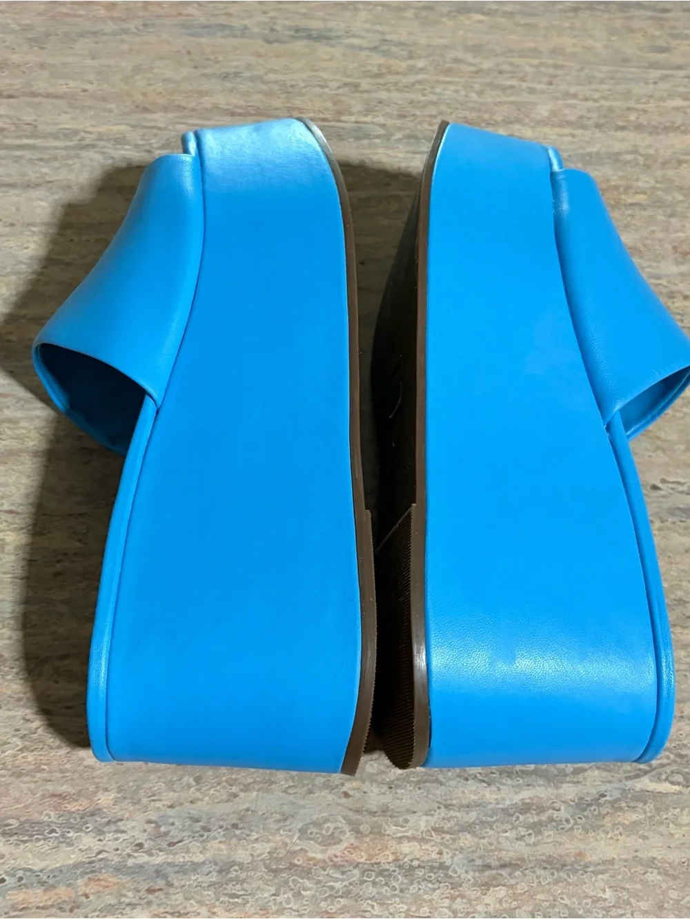 SCHUTZ Bright Blue Platform Slide Mules